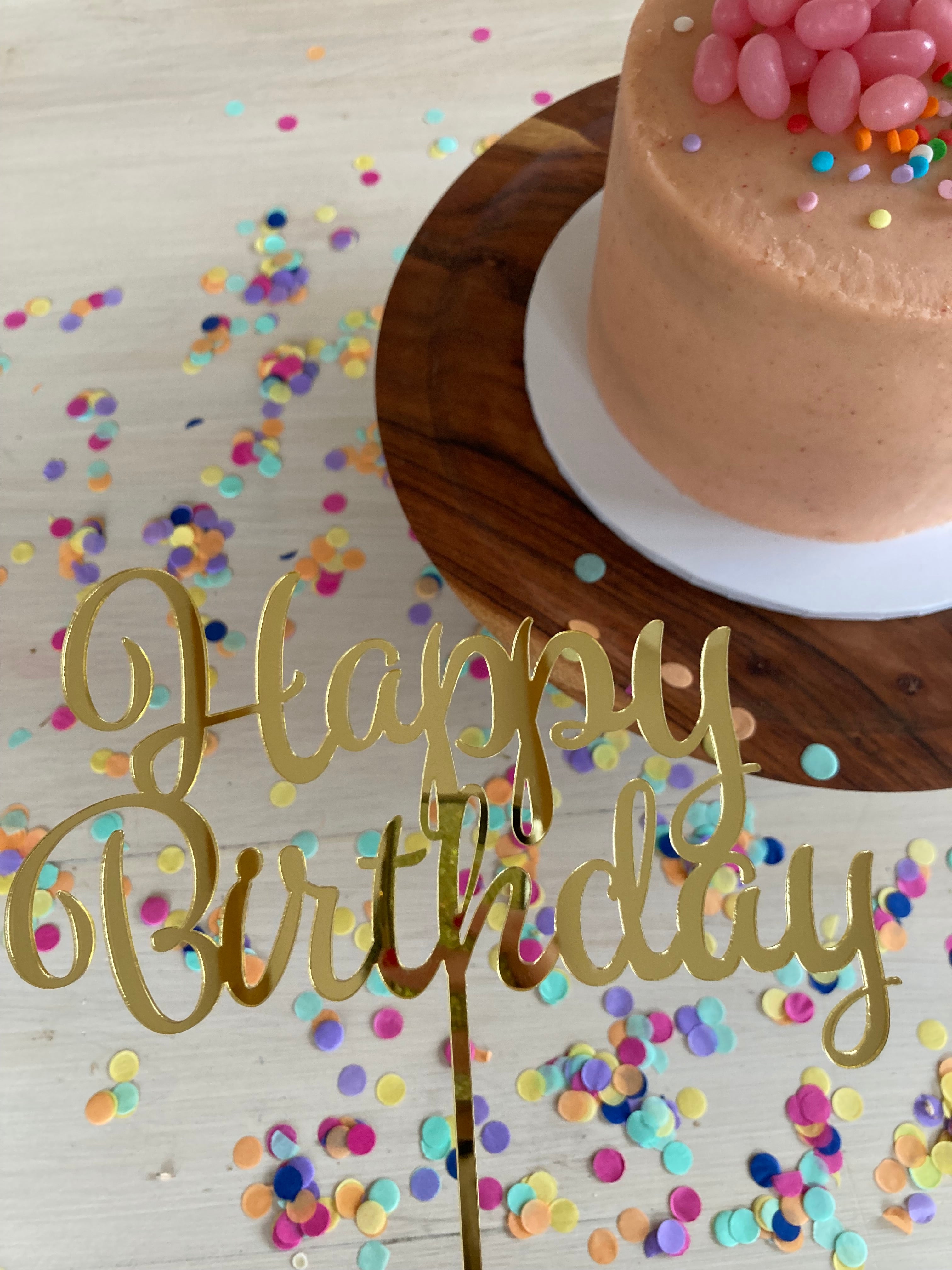 Acrylic Topper Happy Birthday - Gold