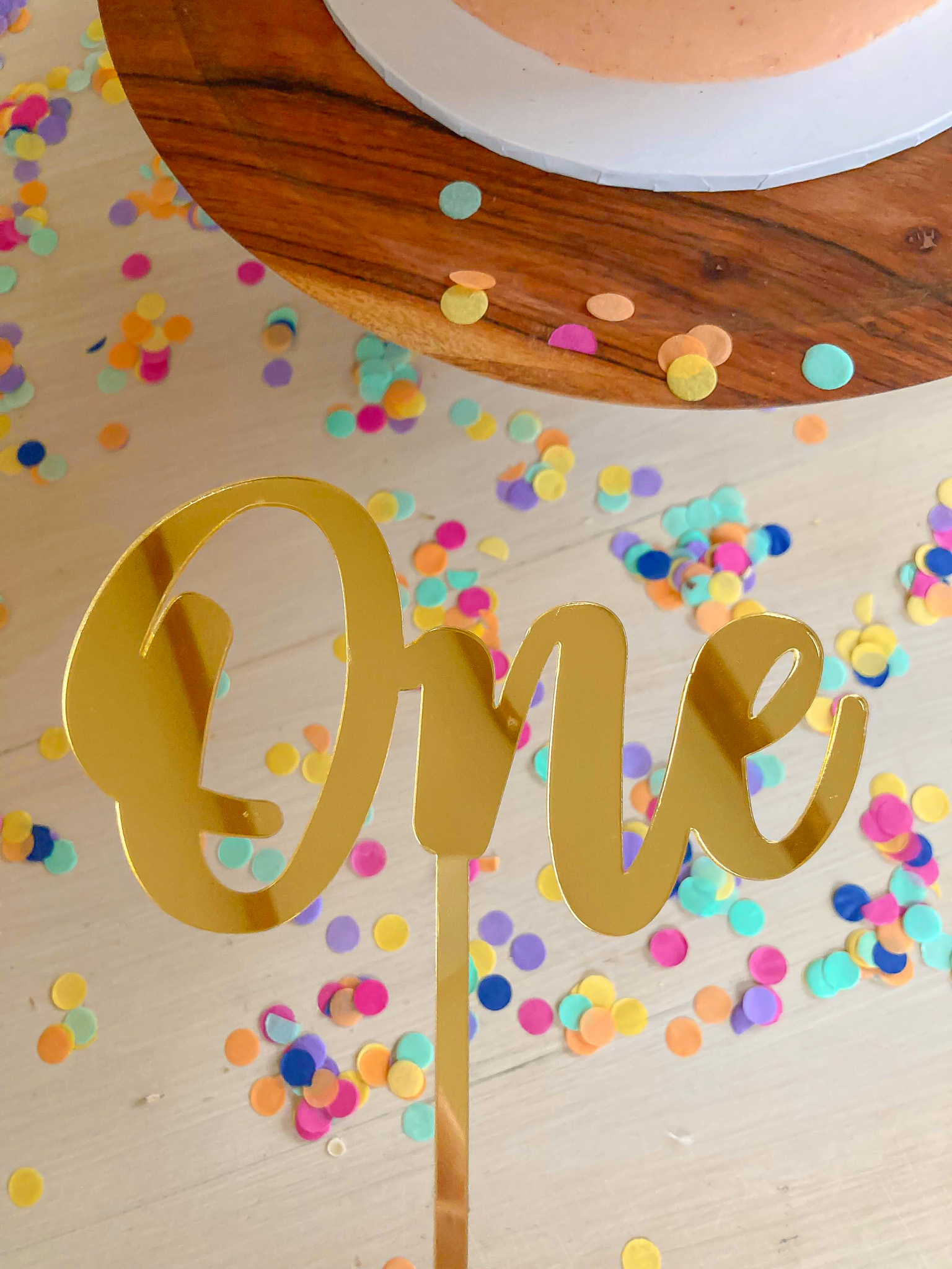Gold Acrylic Number 1 Cake Topper – 11cm Tall – Happy Birthday Anniversary